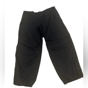 Twik parachute fabric adjustable waist pull on Black barrel pants Joggers sz xl